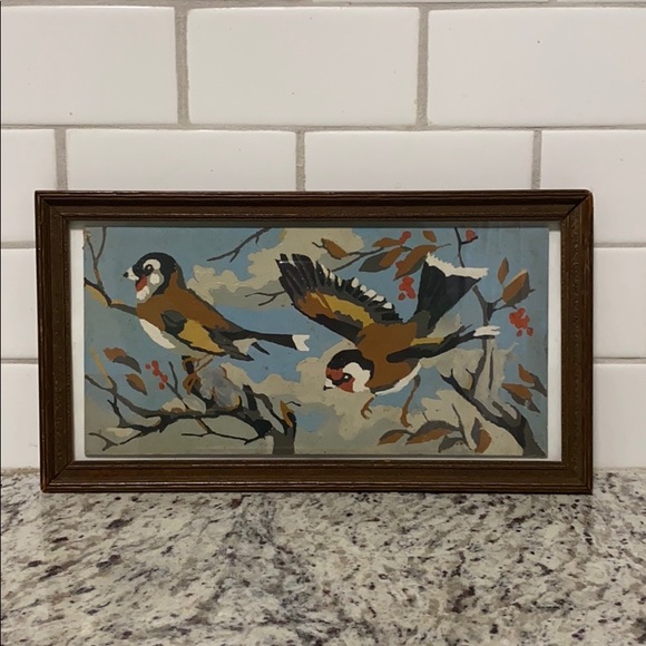 Vintage Other - *Vintage Framed Paint By Numbers Birds Winter Art
